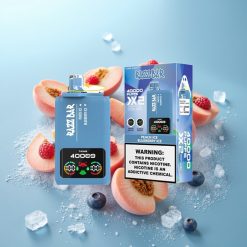Razz Bar 40000 Puffs Skærmdisplay 650 Mah Type-C Port Fersken Is & Blåbær Is